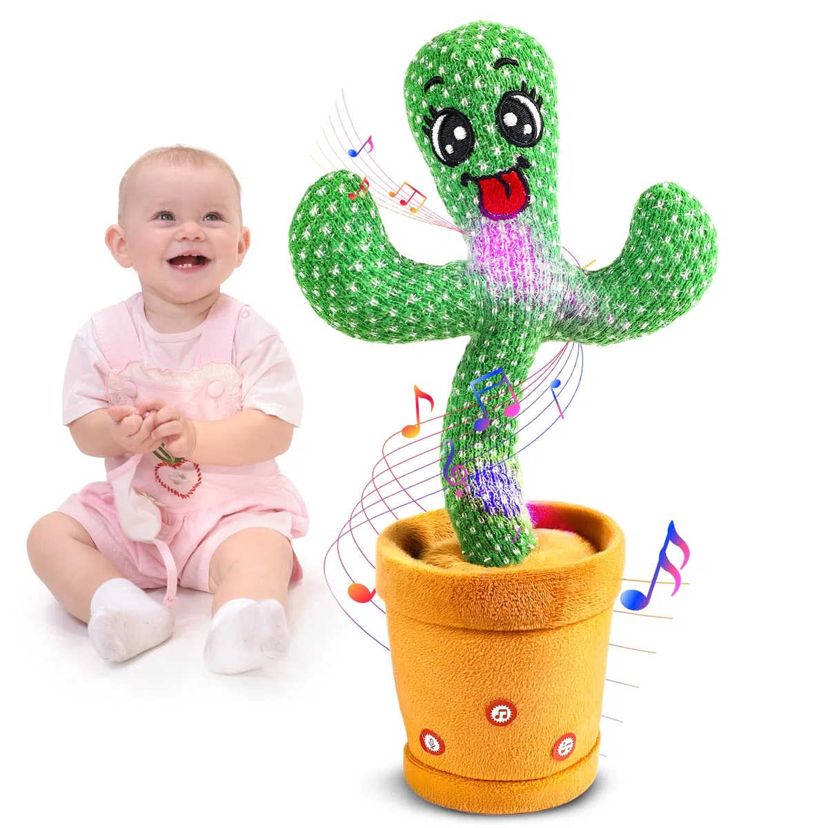 Cactus parlante danzante per bambini, cactus cantante con 120 canzoni+danza+registrazione+LED, imitazione registrazione cactus giocattoli regalo per bambini 0-6 6-12 mesi (style7)