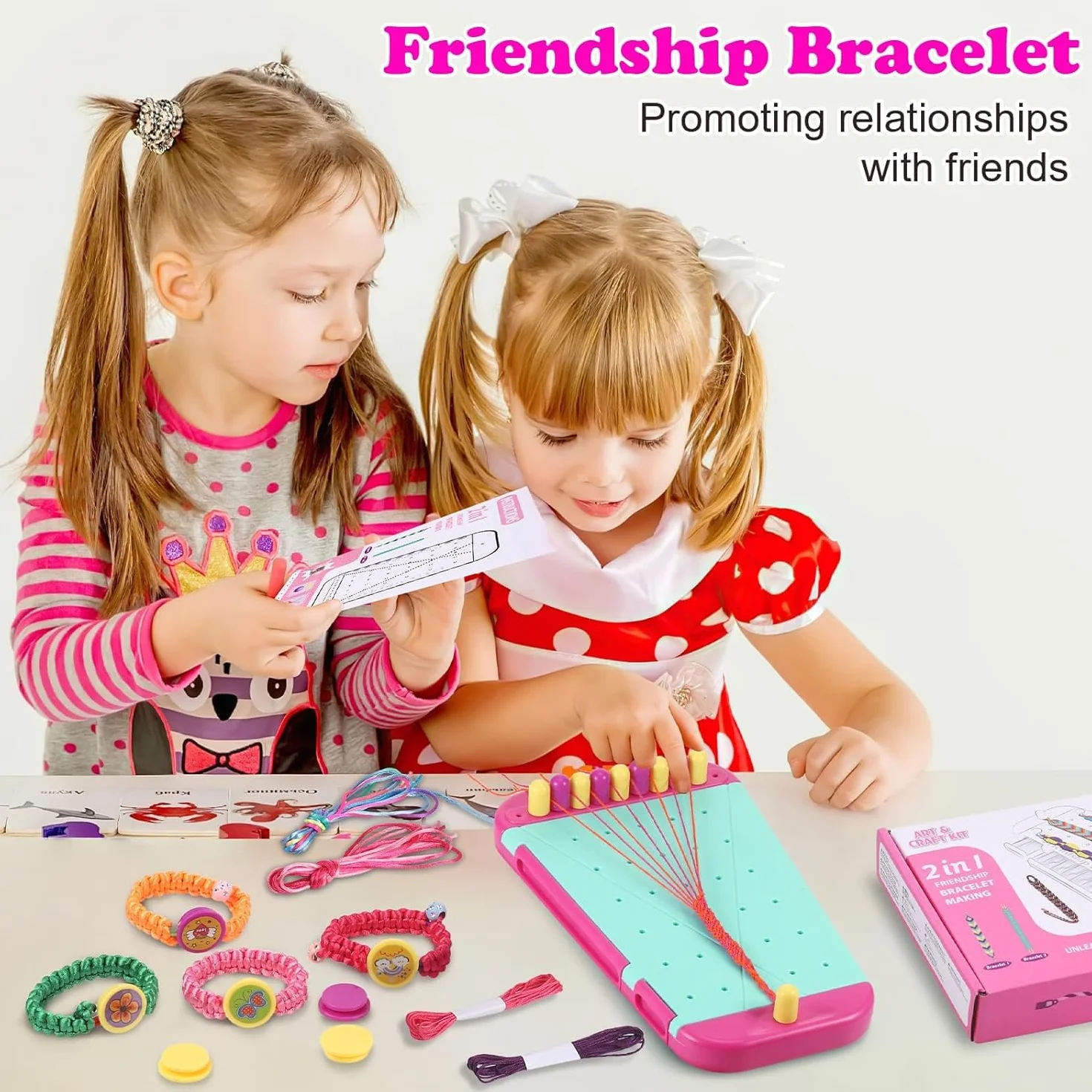 Felly Kit Braccialetti dell'Amicizia Fai-Da-Te per Bambina dai 6 ai 12 Anni, Arti e Mestieri Bracciali Creativi, Kit Creazione di Gioielli, Regalo di Compleanno Natale per Ragazza 8 9 10 11 12 Anni