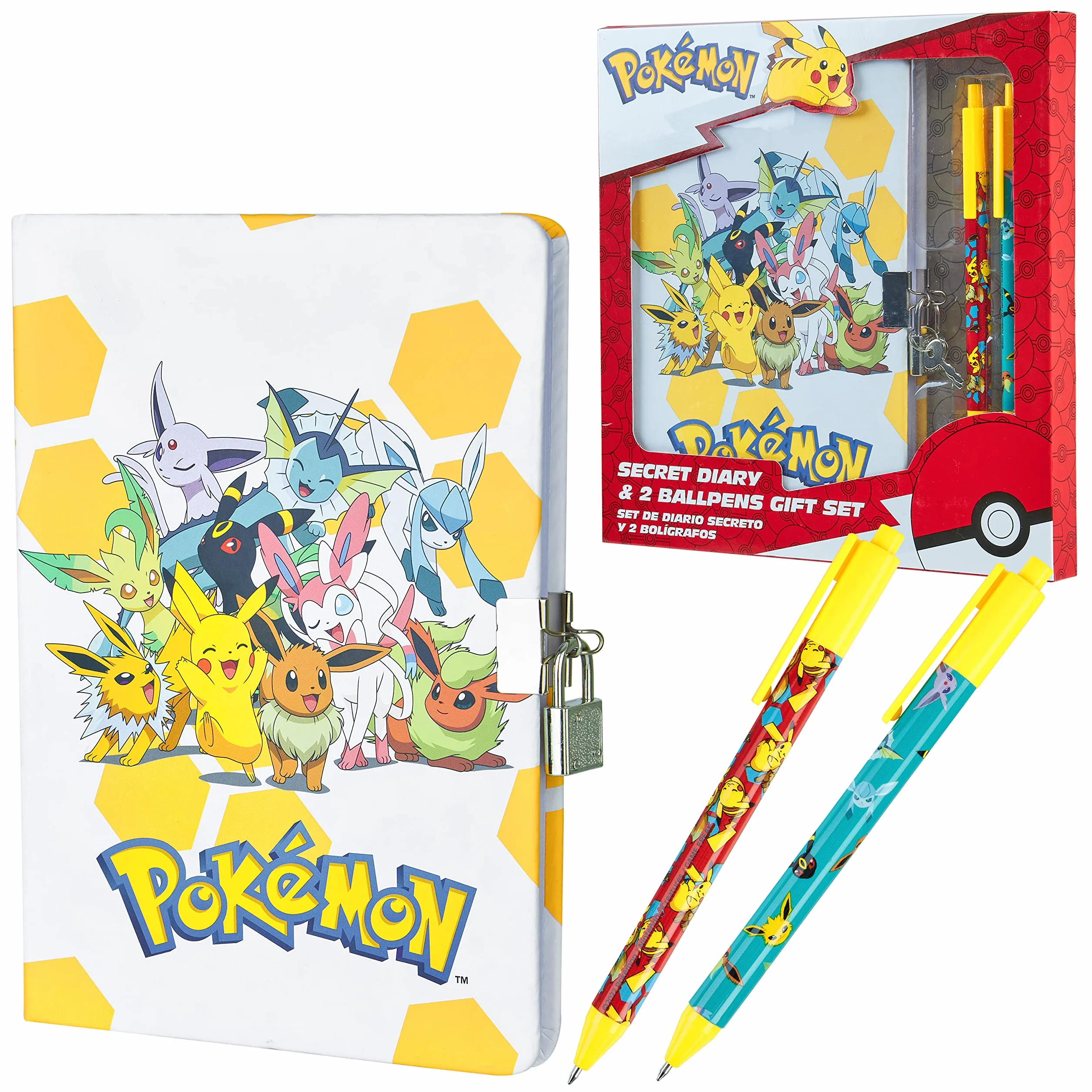 Pokémon Quaderno e Penne Set Anime Articoli Cancelleria Adolescenti Bambini Diario Pikachu Compiti a Casa Materiale Scolastico Regali Bambini (Set Taccuino/Penna)