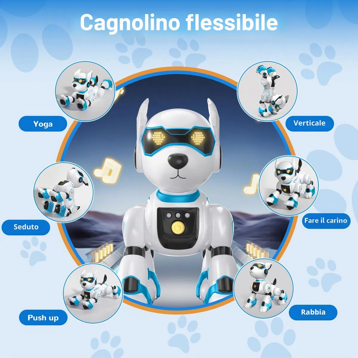 PRANITE Cane Robot per Bambini, Robot Cane Programmabile e Telecomandato, Giocattolo Interattivo Ricaricabile con Controllo Vocale e Gesti, Musica e Danza, Idea Regalo per Bambini e Bambine