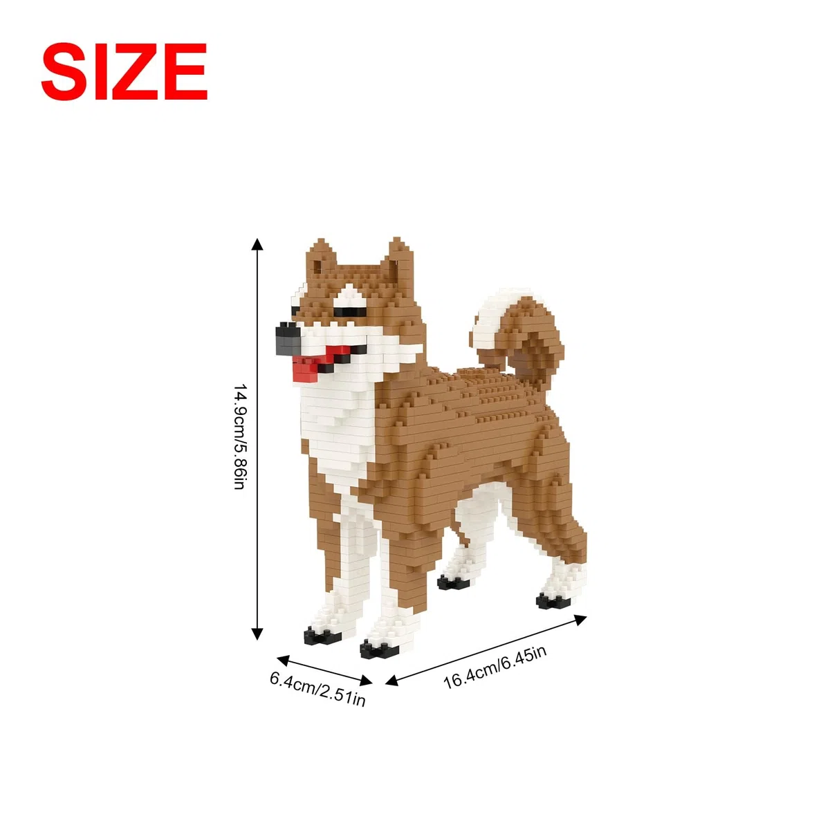 Larcele 814 Pezzi Set di Costruzioni Micro Cane Mattoncini da Costruzione KLJM-02 (Shiba Inu Maschio)
