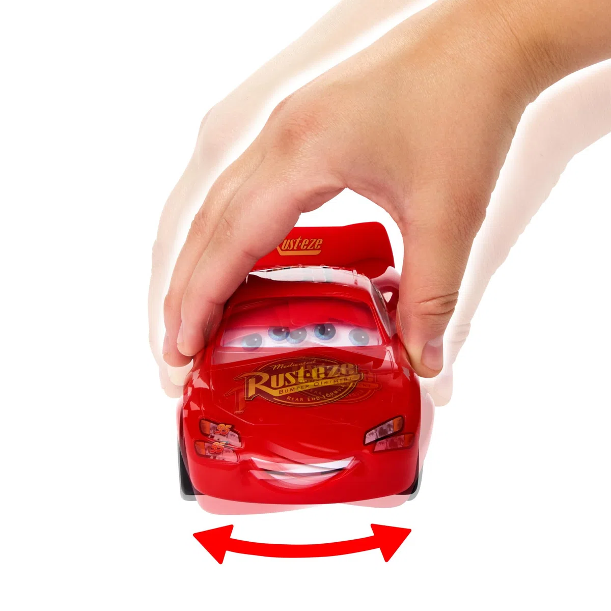 Mattel Disney Pixar CARS Veicoli Scattanti - Saetta McQueen, macchina da spingere con occhi e bocca che si muovono e cambiano espressione, ispirato al film, giocattolo per bambini, 3+ anni, HPH64