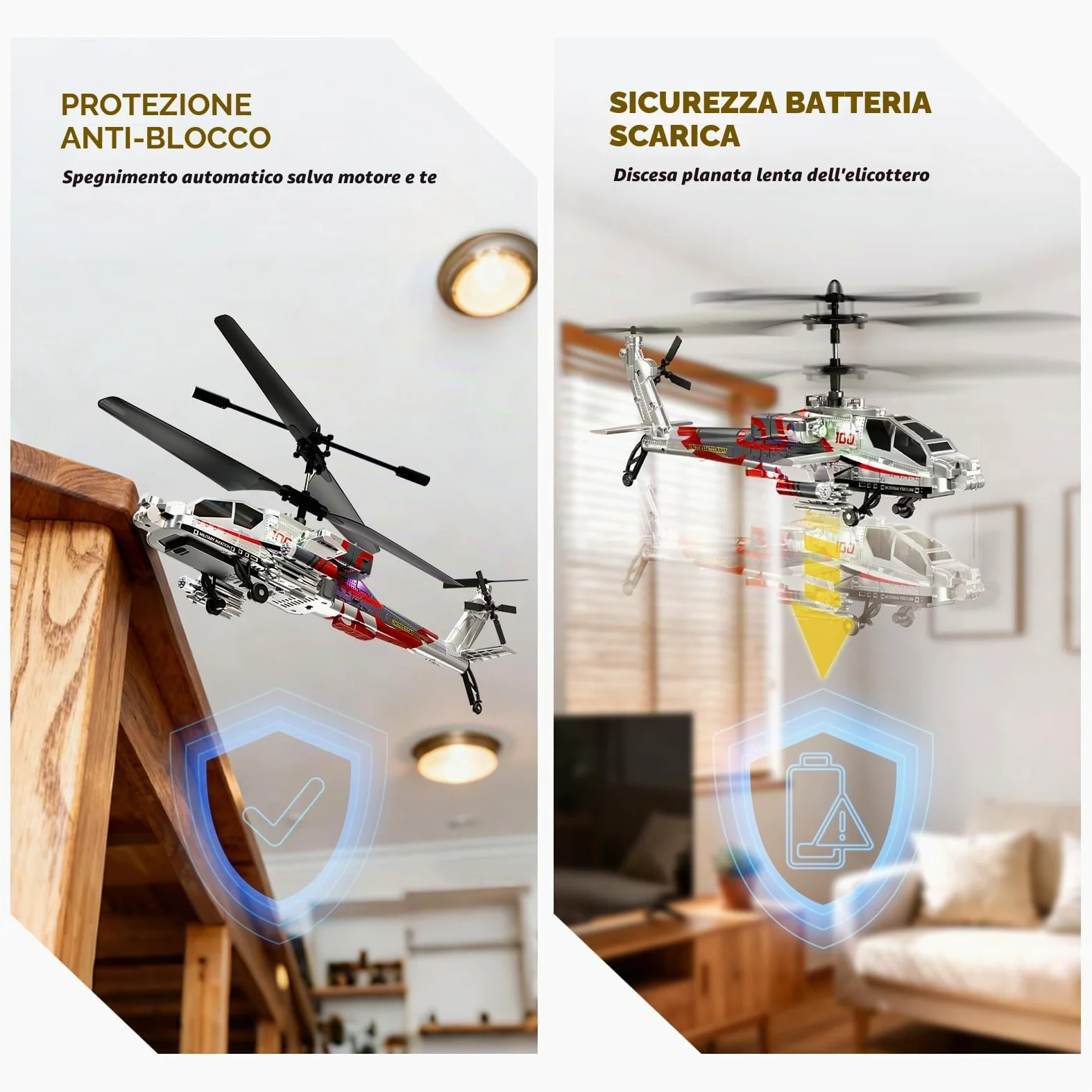 XIKOTEC Elicottero Telecomandato per Bambini, Elicottero Radiocomandato con 2 Batt, LED & Decollo/Atterraggio 1 Tasto, Elicottero Giocattolo Elicottero RC Giochi Regalo per Ragazzi 8+
