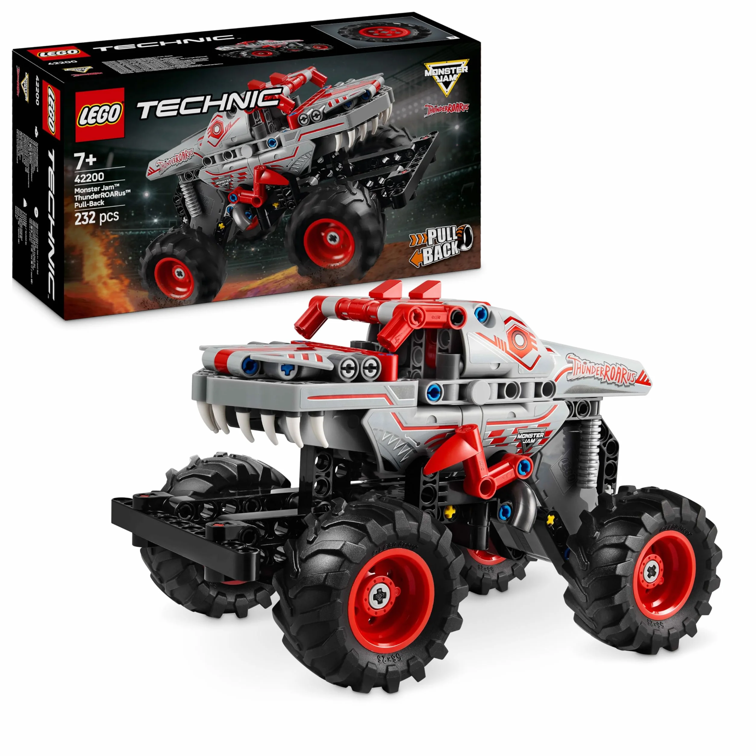 LEGO Technic Monster Jam ThunderROARus Pull-Back Truck Toy - Vehicle Building Set for 7+ Year Old Boys & Girls Who Love Creative Play - Gift Idea 42200