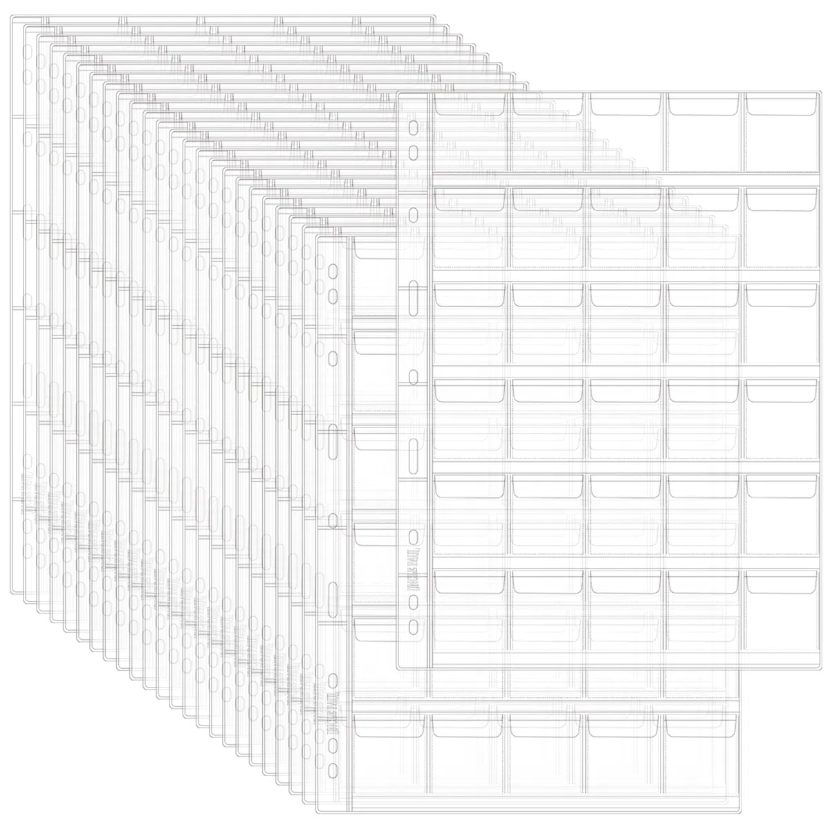 Uncle Paul Fogli per Collezione Monete 750-Pocket – 25 Fogli, 30 Griglie/Foglio PVC Acido Libero, Adatto a 20 Pence Britannica, 20 Cent Euro, Nickel USA CS0302530