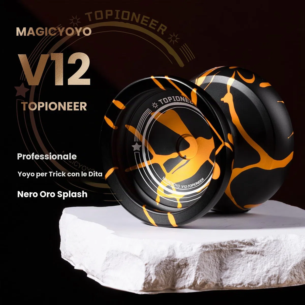 Yoyo V12 Yoyo professionale per principianti e giocatori avanzati, doppio scopo in metallo reattivo e non reattivo, in lega di alluminio resistente trucchi