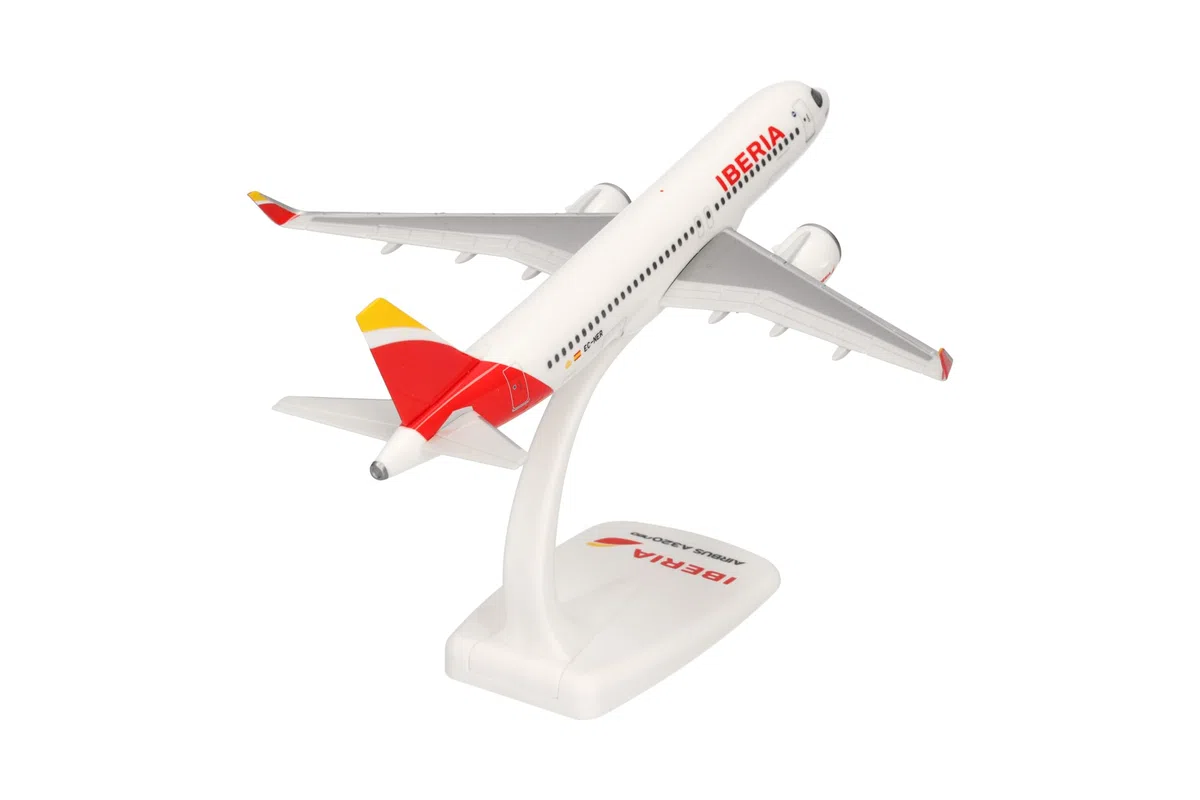 Herpa modello di aereo Iberia Airbus A320 neo – EC-NER "Barajas", in scala 1:200 - Snap-Fit, pezzo da collezione, miniatura deco, statuetta con supporto in plastica
