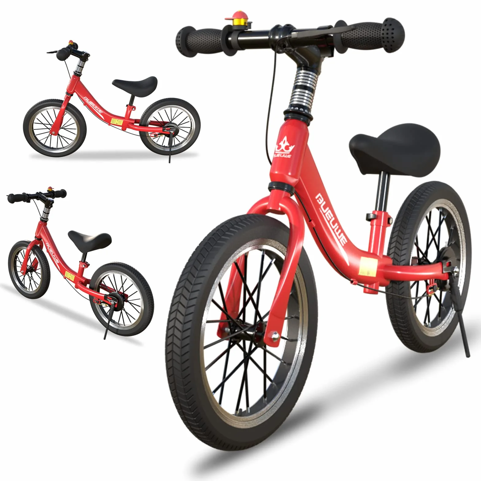 Bici Senza Pedali per Bambini da 2 3 4 5 6 Anni, Ruote in Gomma da 14 Pollici, Freno e Cavalletto, Massimo 40 Kg, Manubrio e Sella Regolabili, Regali di Compleanno per Bambina e Bambino