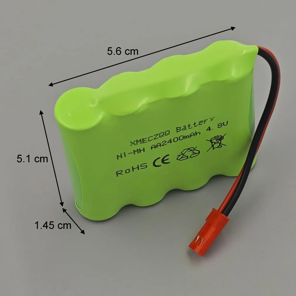 Batteria NiMH 4,8 V 2400 mAh, 2 batterie di riserva RC con spina JST, adatta per giocattoli telecomandati come auto telecomandate, veicoli di ingegneria telecomandati, telecomando