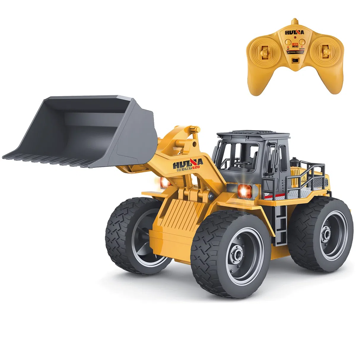 fisca Escavatore telecomandato, 1:18 Bulldozer telecomandato 6 canali, 2,4 GHz 4WD Veicoli da costruzione telecomandati con luci e suoni