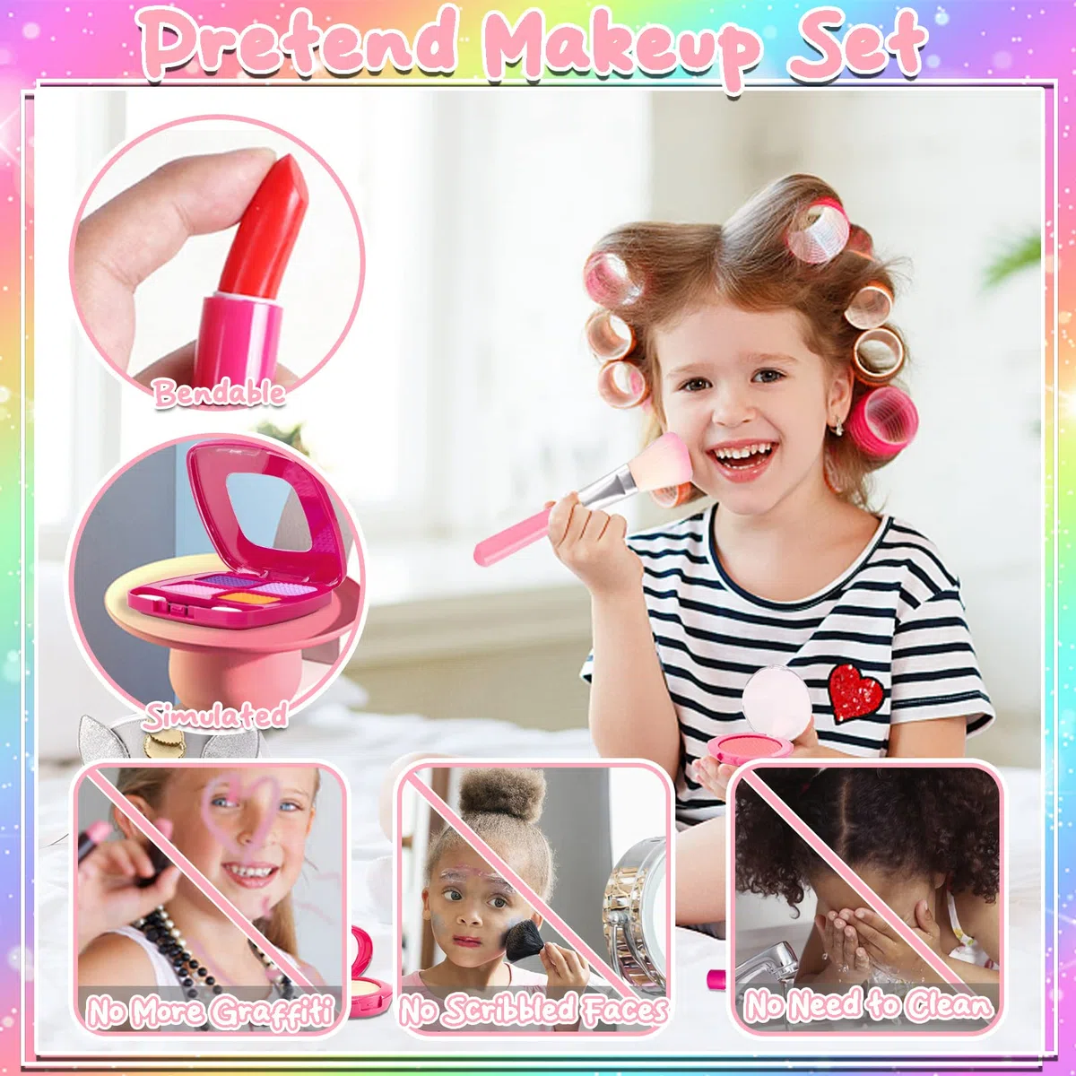 STAY GENT Trucchi Finti Set Parrucchiera Bambina con Argento Unicorno Borsa Valigetta, Regali per Ragazze 3-12 Anni, 20 Pezzi