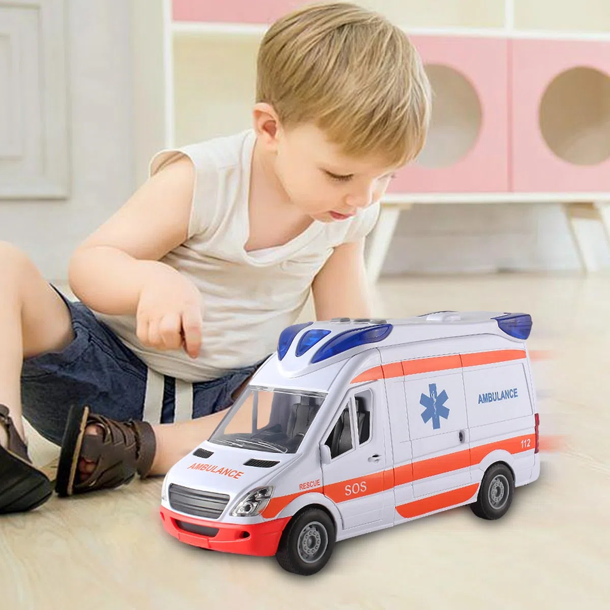 Set Di Giocattoli Per Ambulanze-Van Per Medicinali Push-and-go, Effetti A LED Luminosi, Robusto Trasporto In Plastica | Simulatore Di Scena Di Emergenza Di Ruolo Con Strumenti Per La Vita Che Incoragg