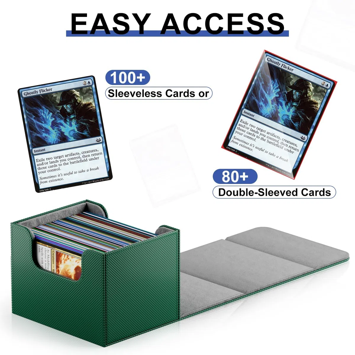 Mlikero Deck Box Adatto a Carte Collezionabili e Sportive, 4 Deck Box Orizzontali per Oltre 100 Carte, Deckbox Magnetico in Pelle per la Protezione delle Carte