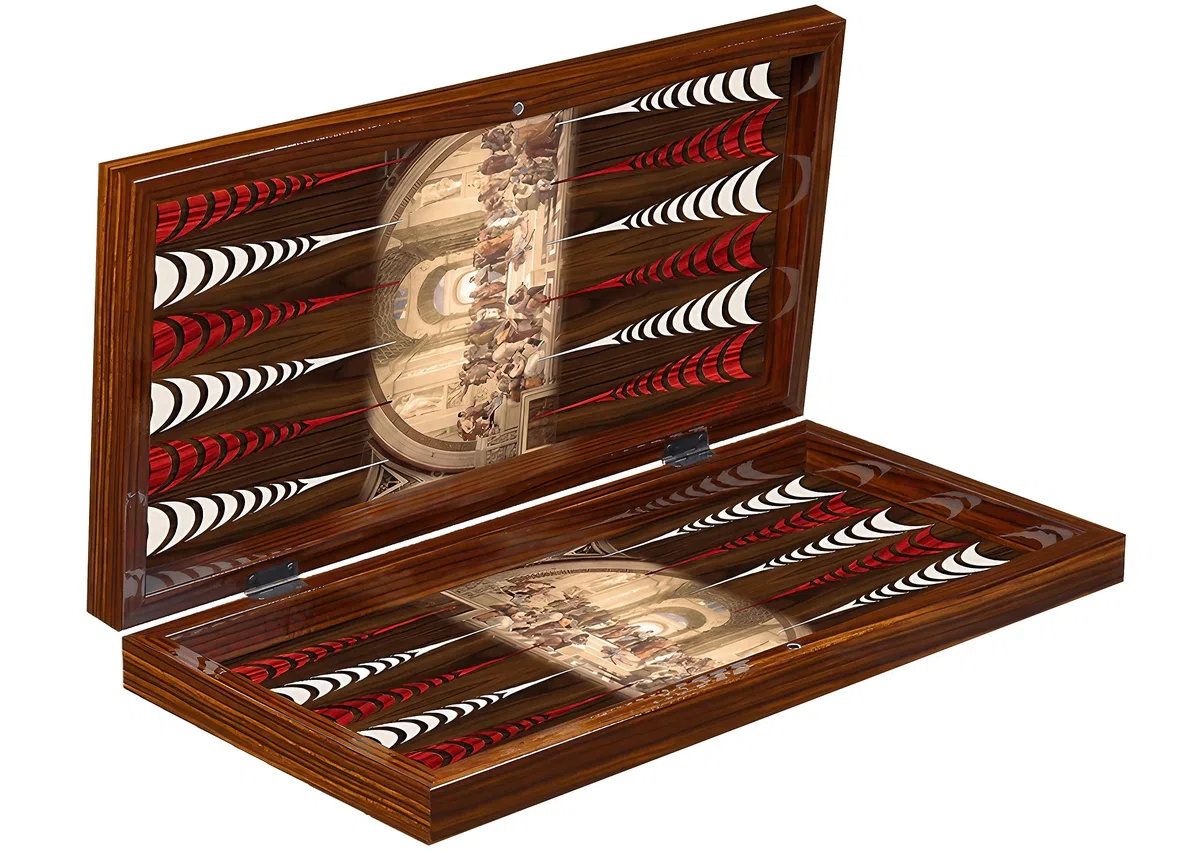 PrimoLiving Deluxe Backgammon in legno Set da gioco Planton S - 28,5 x 28 cm