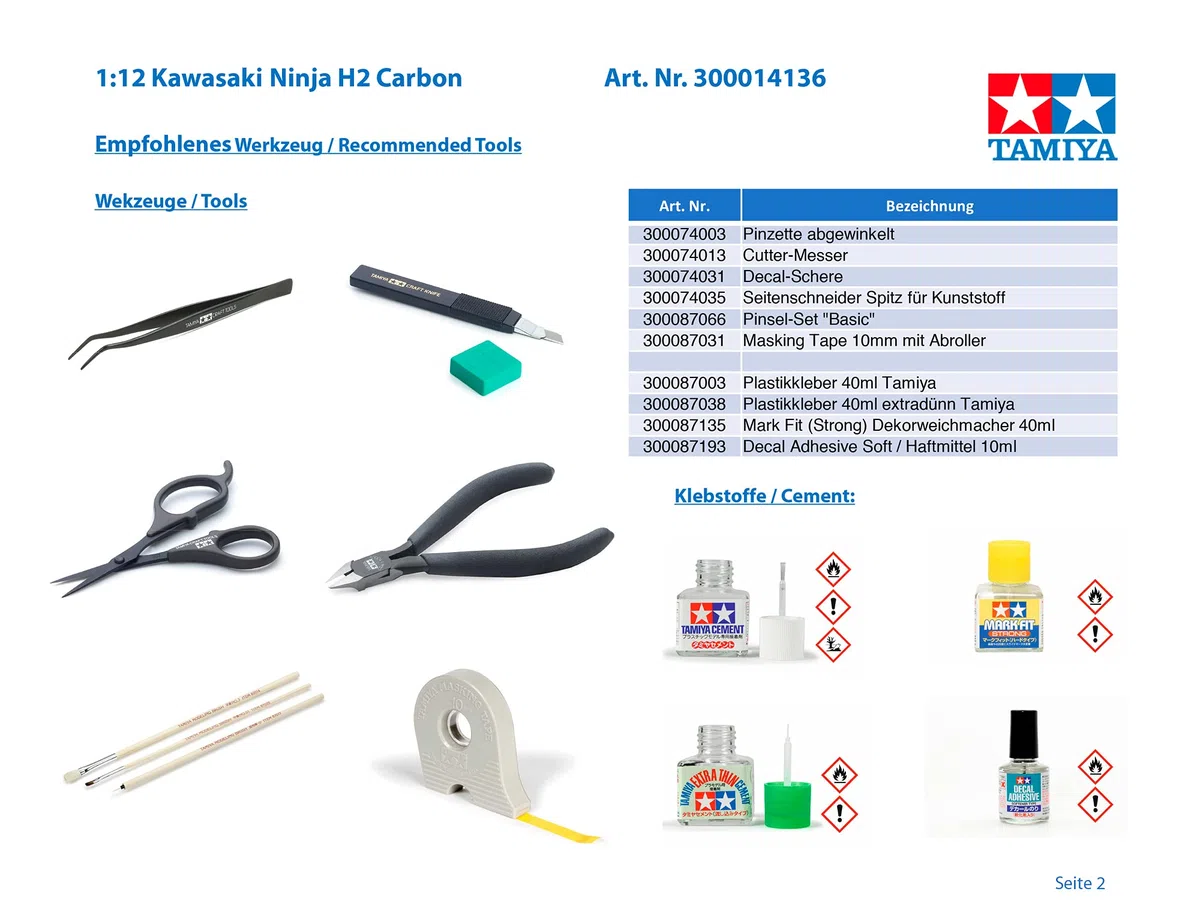 Tamiya 300014136 Kawasaki Scala 1:12 Modello Plastica Kit di Montaggio