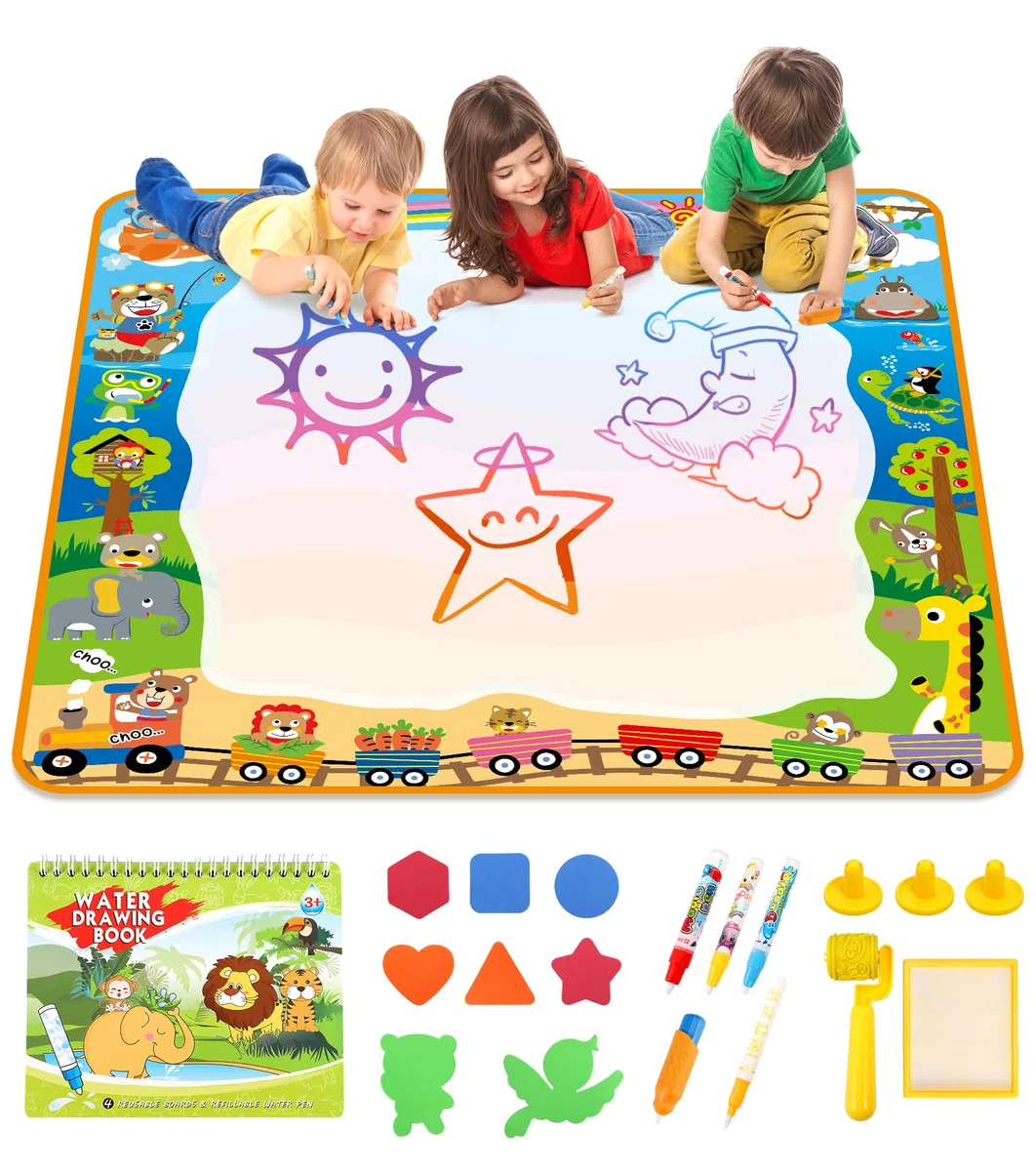 lenbest Tappeto Magico Bambini - 100×100cm Doodle - Giochi Educativi - Colori Acqua - Giocattoli 2 3 4 Anni Regalo