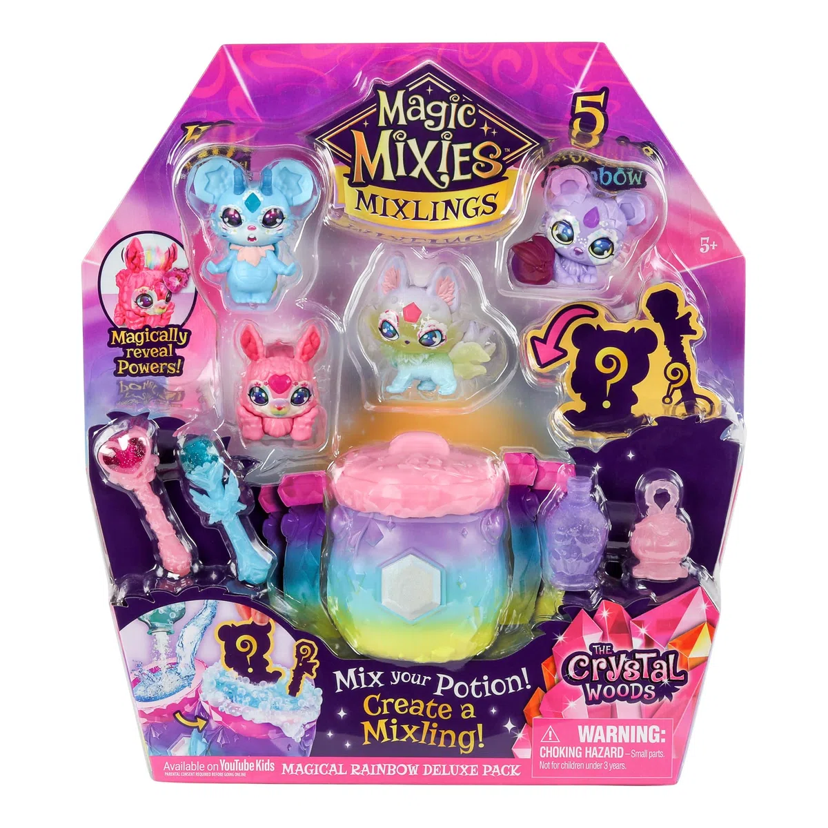 Magic Mixies Confezione 5 Piccoli compagni misteri Mixlings Include 5 Mixlings esclusivi con Un Calderone Arcobaleno Unico, Compreso Un mistero Mixling da scoprire in questo Calderone.