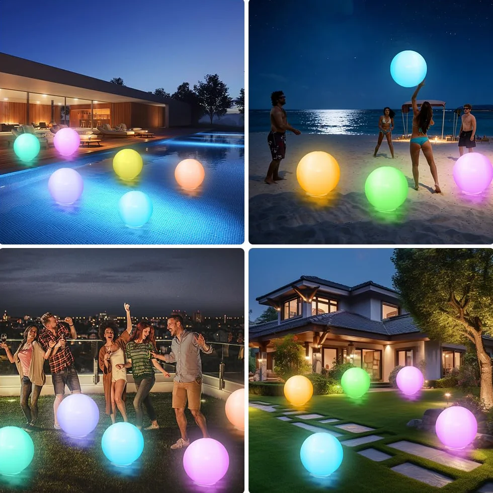 mizikuu 2 Pezzi Palloni da Spiaggia LED Gonfiabili, Luci Galleggianti Per Piscina con Telecomando Ø 40cm IP68 Impermeabile Illuminazione Pallone Galleggiante per Piscina, Giardino, Spiaggias, Feste