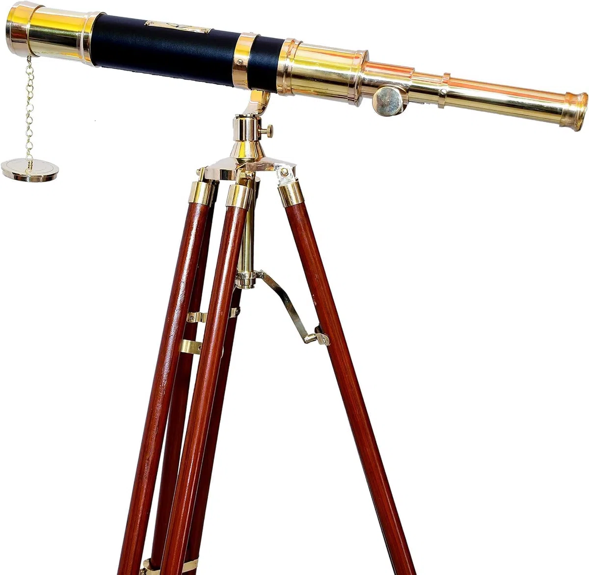 Telescopio nautico marittimo in ottone massiccio telescopio in ottone lucido nautico antico stile spyglass vintage da pavimento in legno treppiede stand