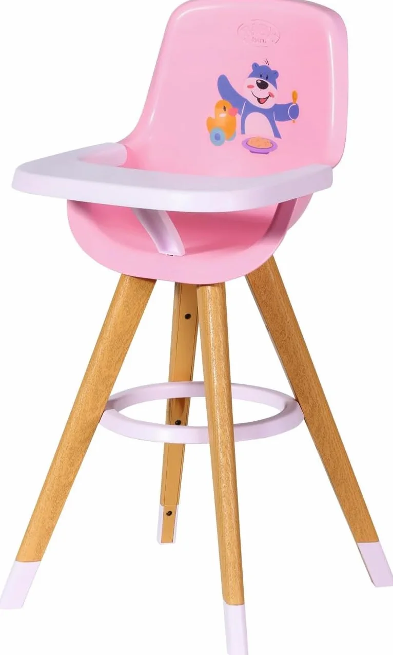 BABY born Seggiolone - Sedia per bambole in moderno look legno - Accessori di alta qualità per bambole - Adatto a bambini dai 3 anni in su