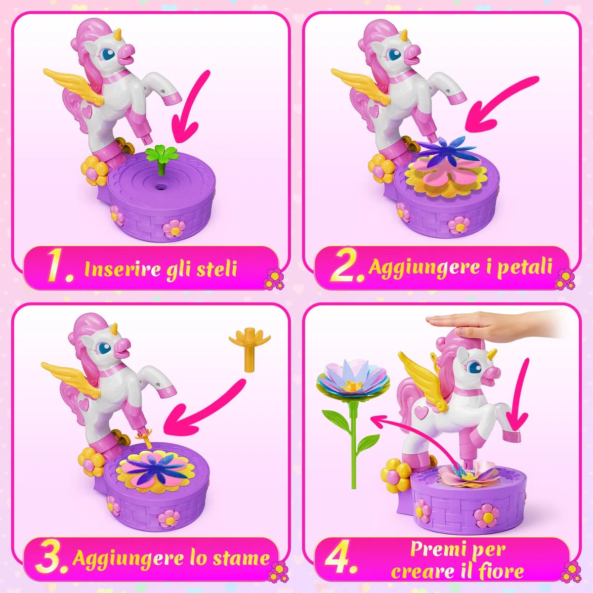 Unicorno Kit Lavoretti Creativi per Bambini, Fai Da Te Artigianale Laboratorio dei Fiori Regalo Giocattoli Creativo per Bambina 4 5 6 7 8 9 10 Anni Giocattoli Bambina 3-10 Anni per Compleanno e Natale
