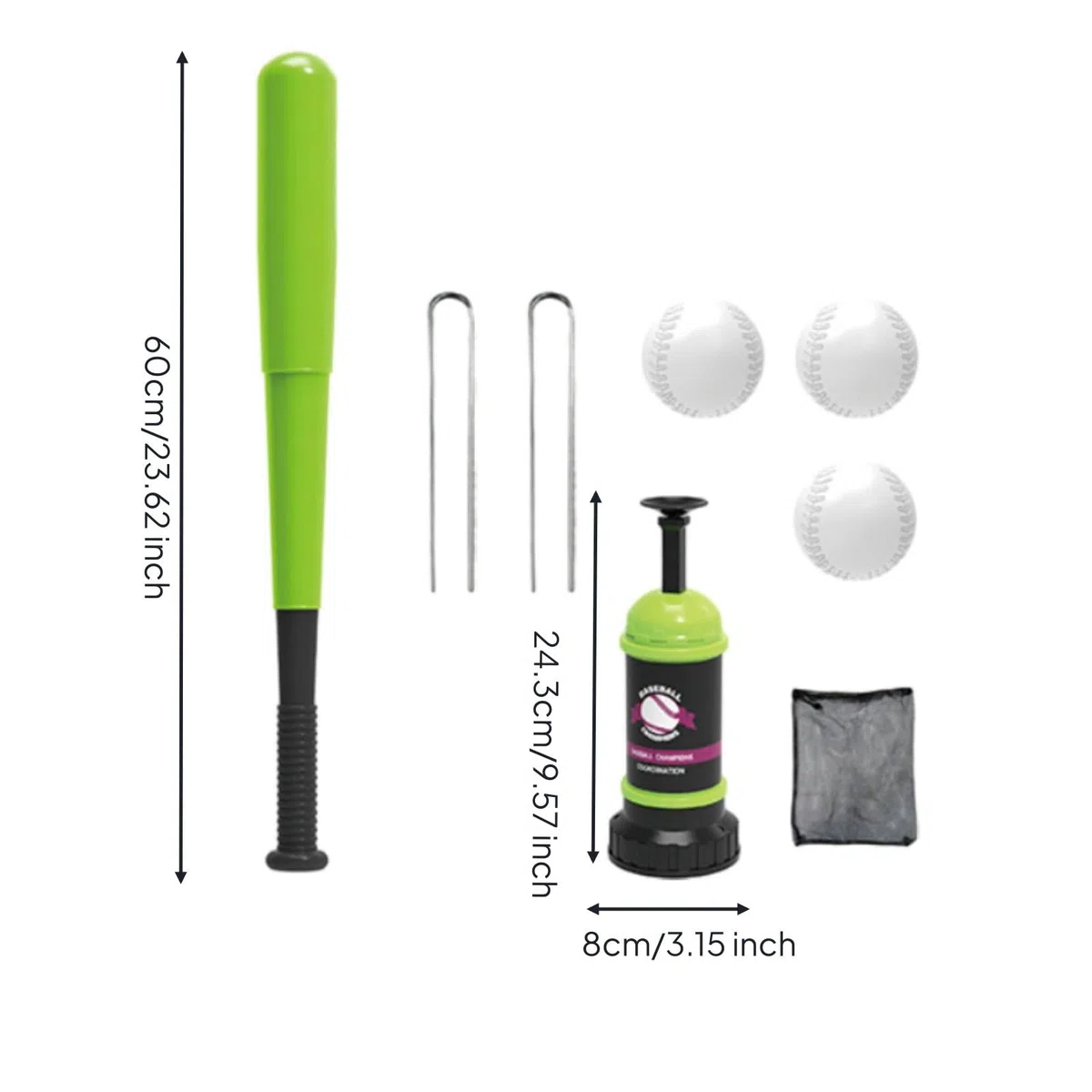 Gralara Kit Baseball con Mazza a Pressione Set Gioco Baseball con Palline Coordinazione Occhio-Mano per Dai 3 Anni in Su