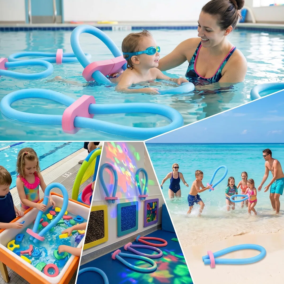 Noodles per piscina sfusi, 2 pezzi di noodles per piscina con connettori a doppio foro, schiuma Eva ad alta galleggiabilità, 2, 36 pollici - Sfusa