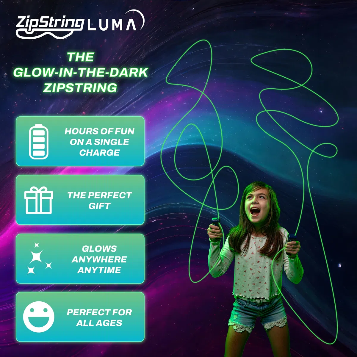 Pioupiou et Merveilles Zipstring Luma-Si Illumina al Buio-Nuovo Giocattolo fenomeno-Crea Figure illimitate-5 Corde Diverse-Idea Regalo Originale-da Bambino ad Adulto, ZSLU02