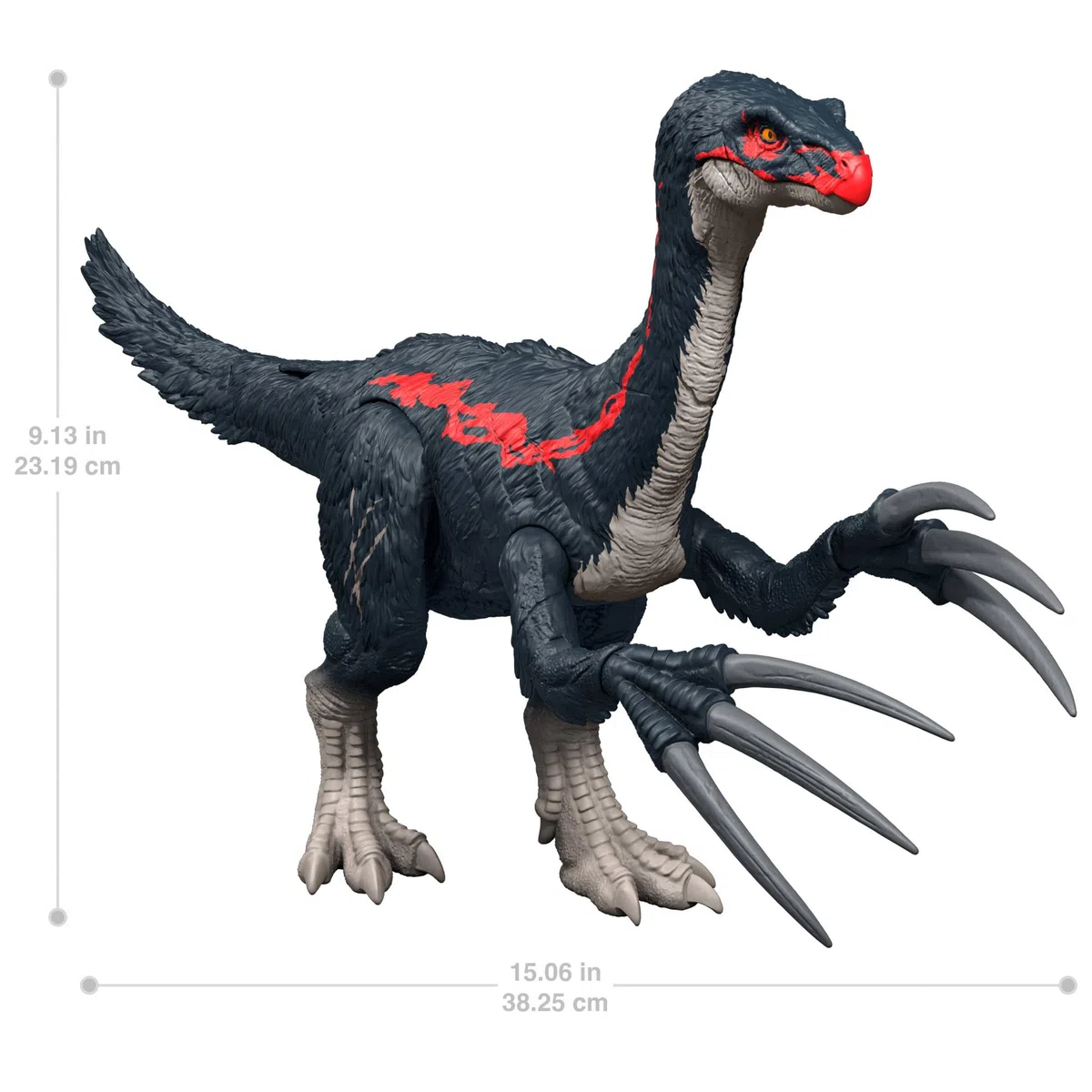 Mattel Jurassic World - Terizinosauro Attacca e Ruggisci, dinosauro con azione d'attacco, ruggito ed effetti sonori, ispirato alla serie Teoria del Caos, giocattolo per bambini, 4+ anni, JCG17