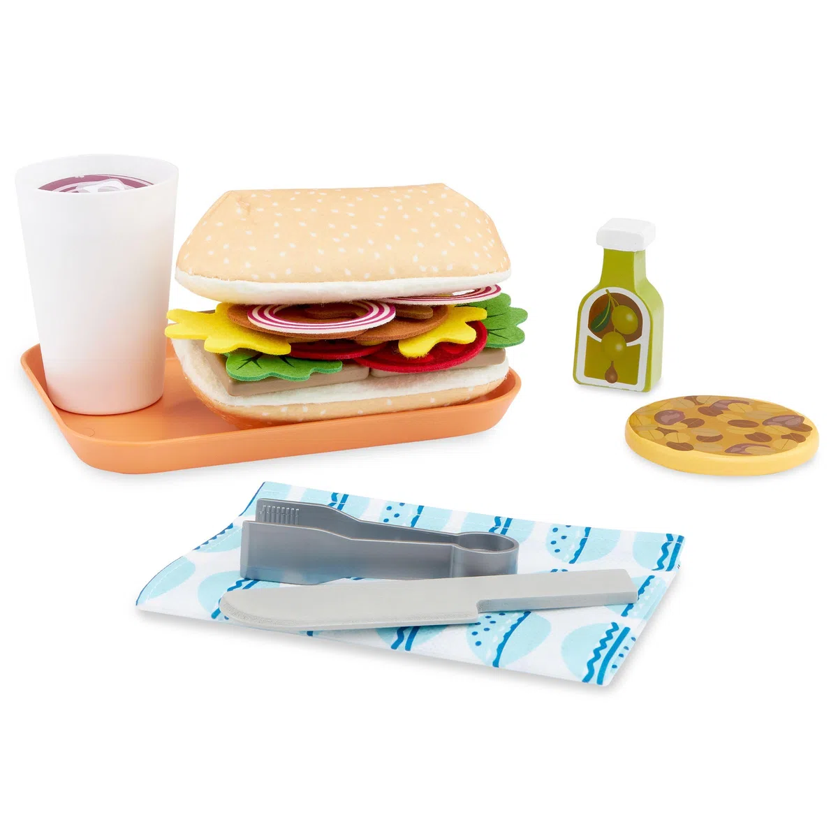 mamabrum Paninoteca Giocattolo in Legno per Bambini, Banco Fast Food con Cibo e Accessori, Gioco di Ruolo Ristorante, Panini e Cucina Giocattolo, 3 Anni