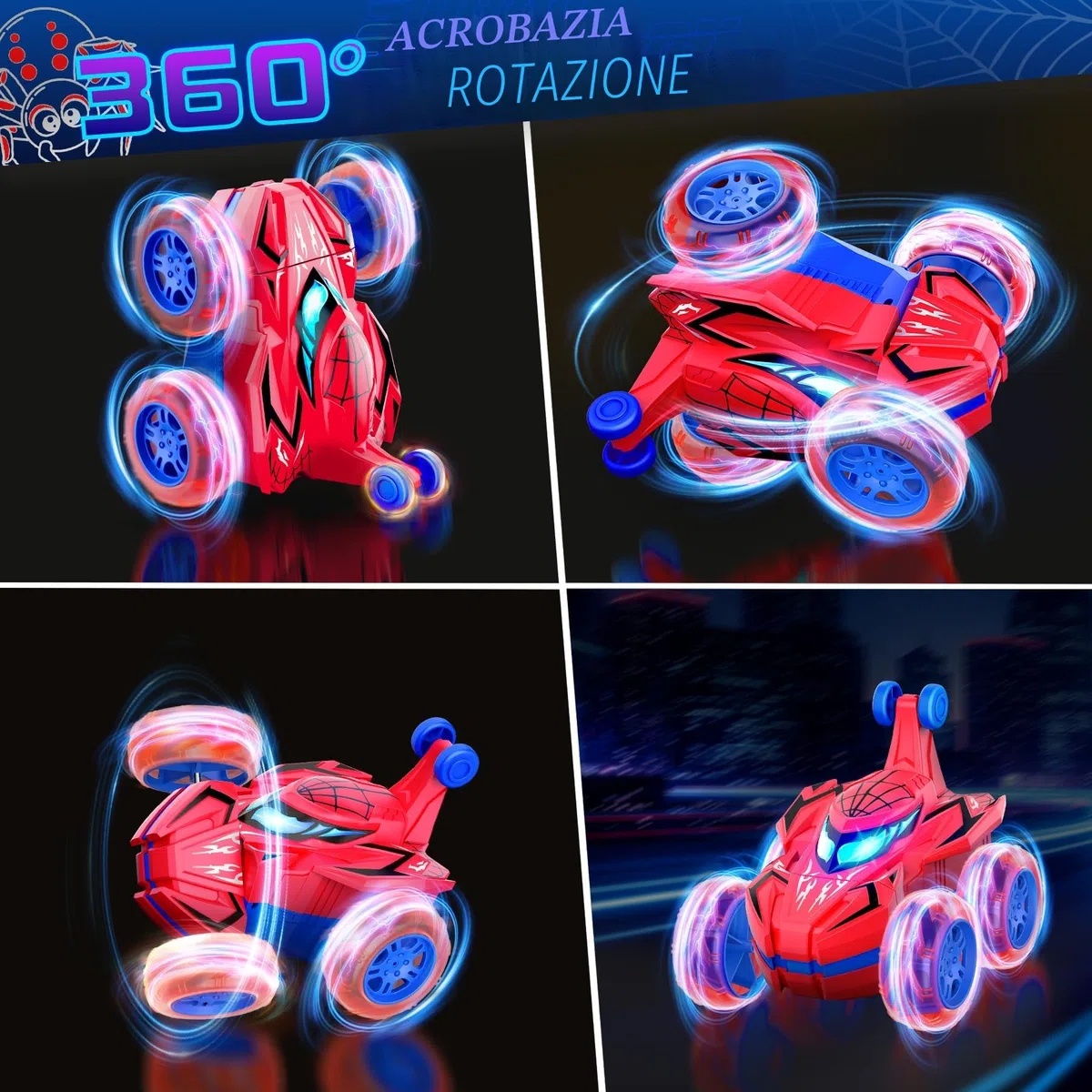 Ophy Macchina Telecomandata per Bambini, Giochi Bambini 3 4 5 6 7 8 9 Anni, Regalo Bambino 3 4 5 6 7 8 9 Anni, Giocattolo per Auto Telecomandata Acrobatica per bambini, Spider Car