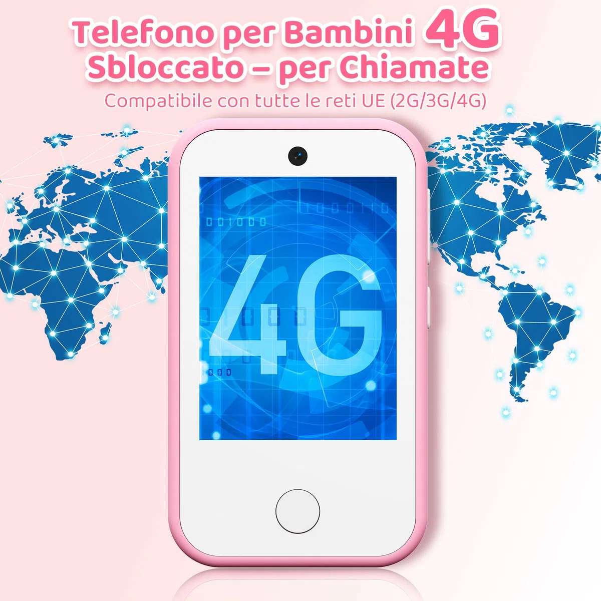 CHAKEYAKE Telefono per Bambini 4G Sbloccato, Smartphone per Bambini con Doppia Fotocamera, Schermo Touch HD 2.8", Lettore MP3, Torcia, Giochi Educativi, Regalo per Bambini e Bambine 3-12 Anni