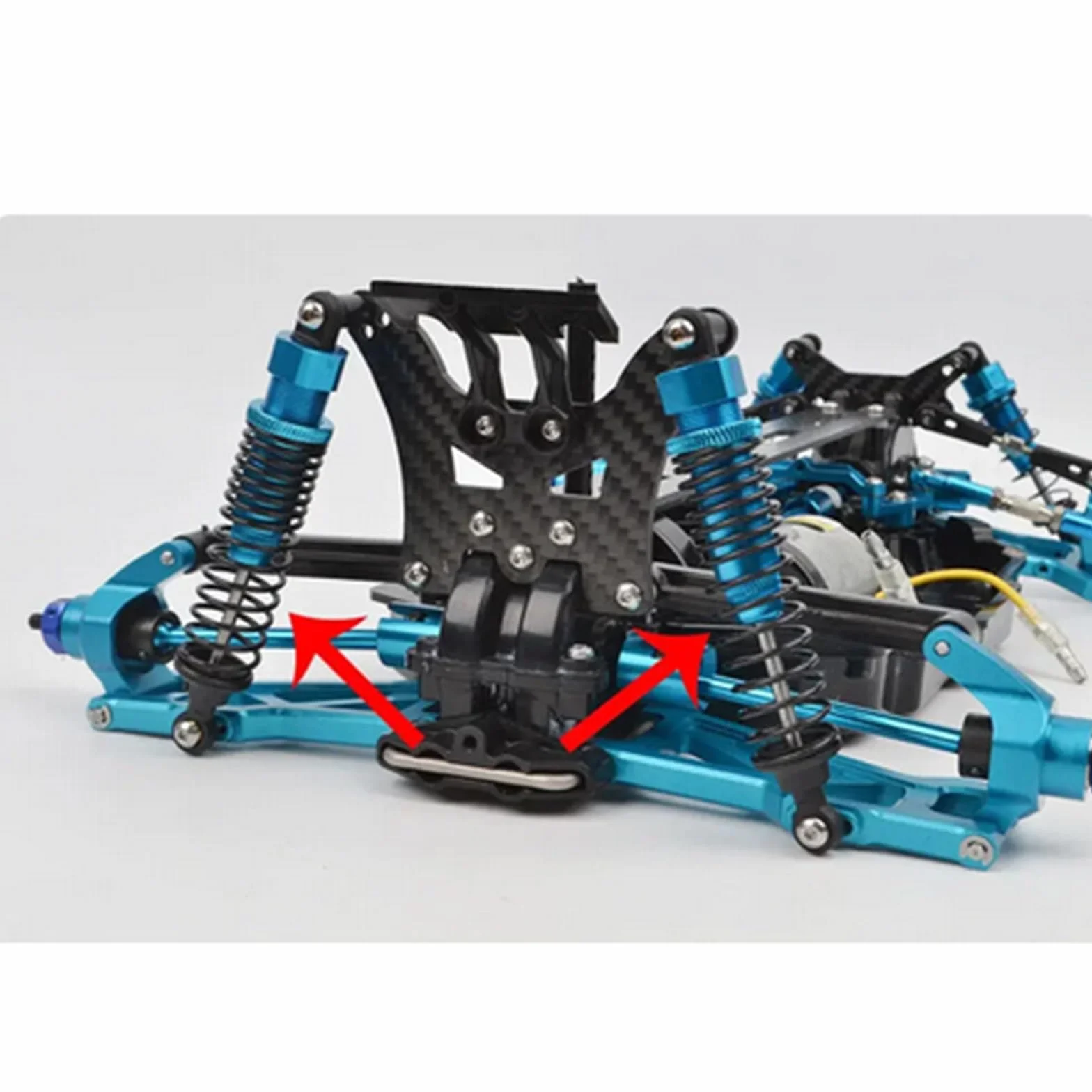 1/10 RC Ammortizzatori anteriori e posteriori, confezione da 4 in alluminio per Tamiya DT-02 DF-02 DT-03 TT-02B 1/10 RC Parti di aggiornamento (blu)