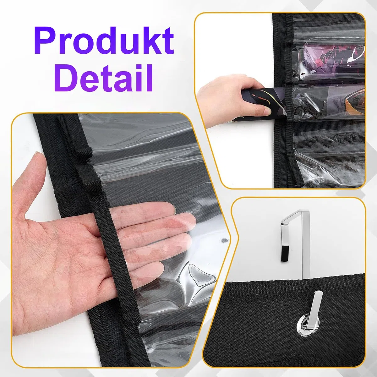 Playmat Tube - Custodia per Playmat con 2 ganci, 12 fessure in plastica trasparenti e 1 fessura per cintura