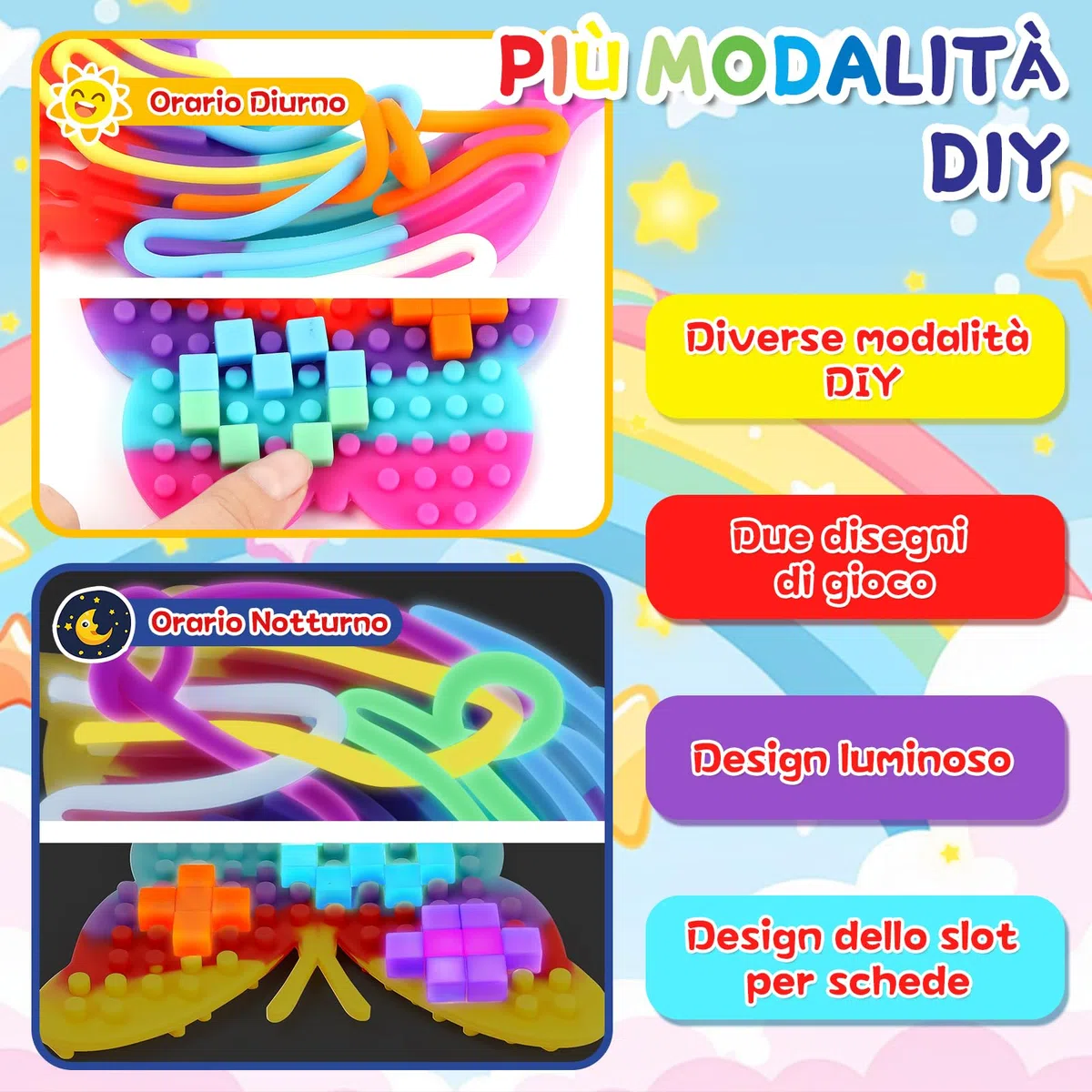 JONRRYIN Silicone Sensory Activity Board, 3 Giocattolo Sensoriale Fidget Toys in Silicone per ADHD, Autismo, Antistress, Ansia, Regali per Bambini di 3 Anni e Adulti con Borsa da Viaggio e 20 Corde