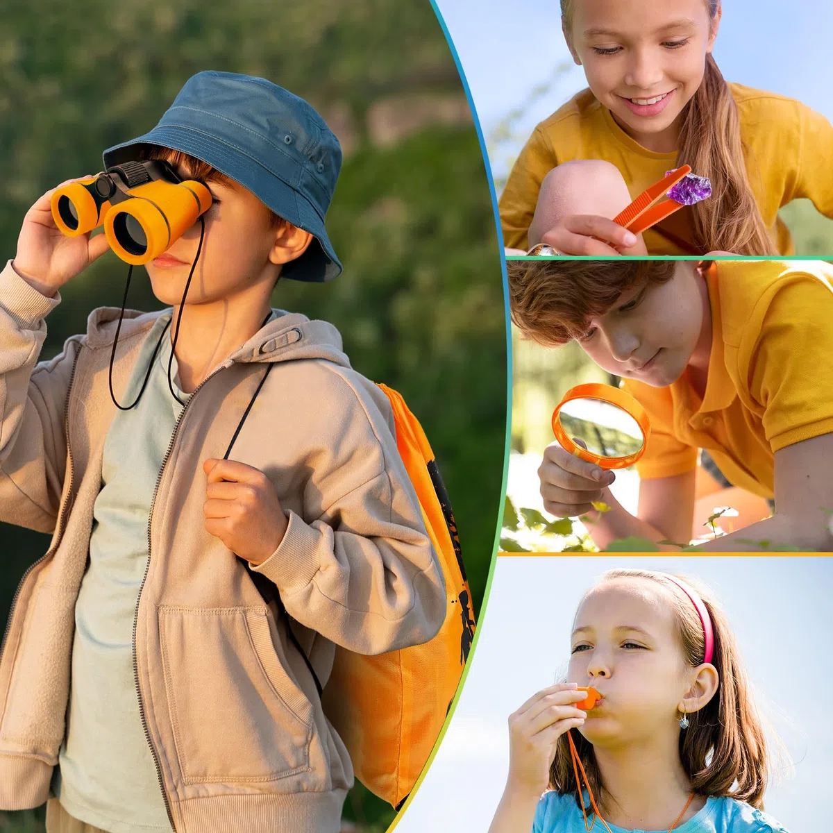 YOPINSAND Set da esplorazione per Bambini, binocolo per Bambini, Kit da Esploratore con Zaino, Giocattolo da Esterno, Ragazze e Ragazzi