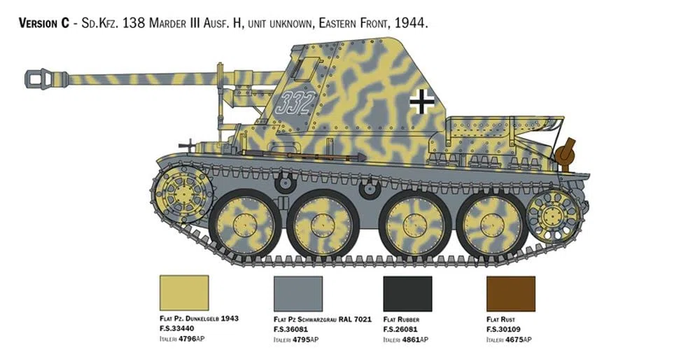 Italeri SD.Kfz 138 MARDER III Ausf.H Kit 1:35 IT6566 - Kit Mezzi Militari - Die Cast - Modellismo
