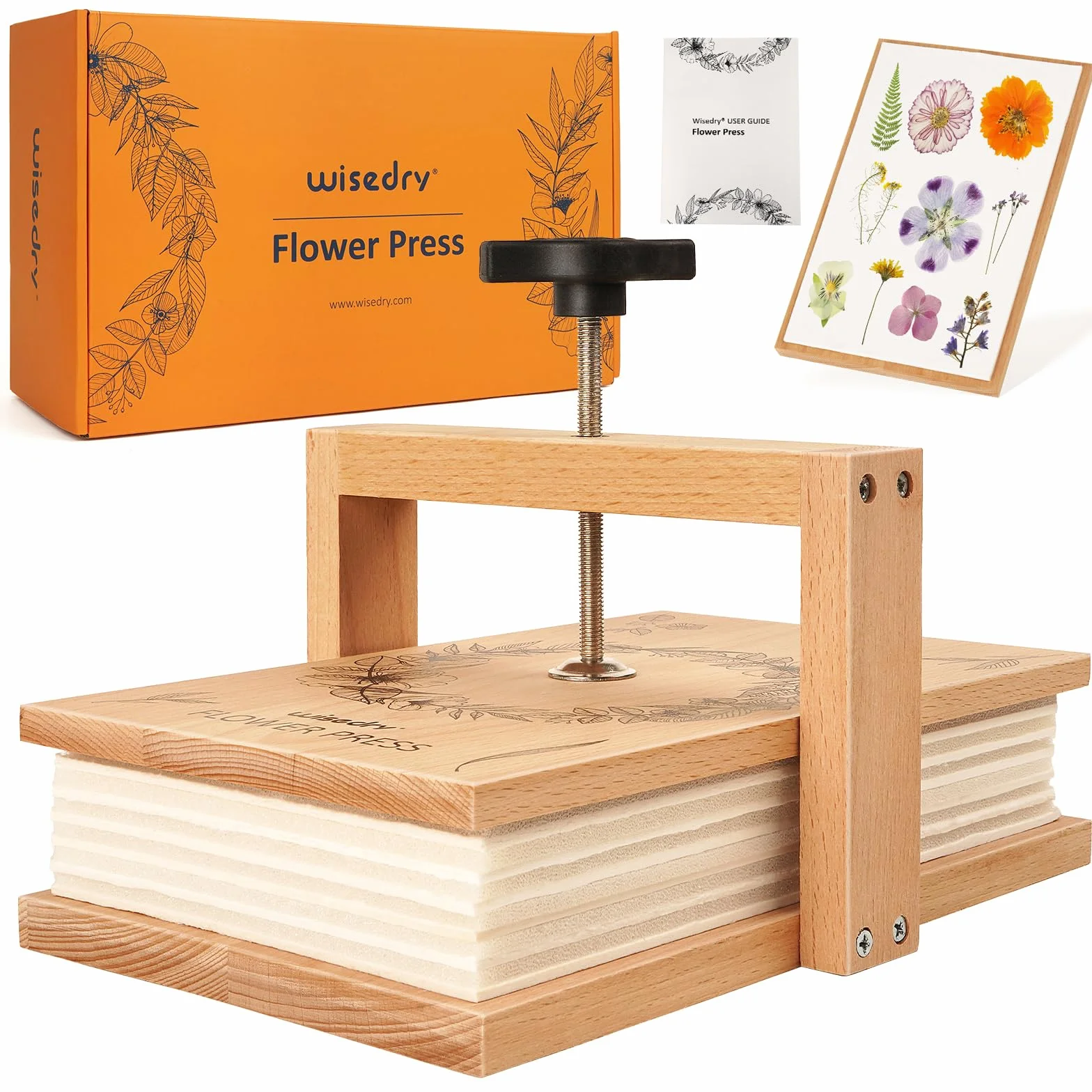 wisedry Kit di pressa per fiori, facile pressatura in un solo passaggio, pressione uniforme, 6 strati, 27,4 x 17,3 cm, kit di stampa per fiori per bambini e adulti, ottimo regalo per gli amanti dei