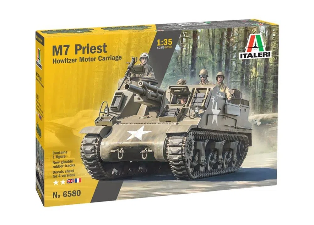 Italeri 6580 M7 Priest Gun Motor Carriage, Scala 1:35, Plastic Model Kit, Modello in plastica da Montare, modellismo, mezzi Militari