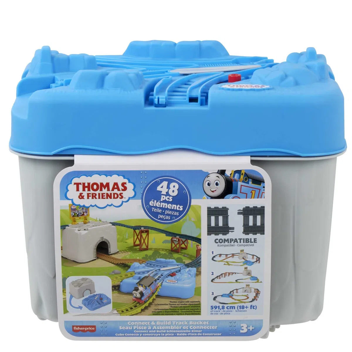 Il Trenino Thomas - Bauletto Multipista, set di espansione da 34 pezzi per trenini e locomotive die-cast e motorizzati a pile, giocattolo per bambini, 3+ anni, HNP81