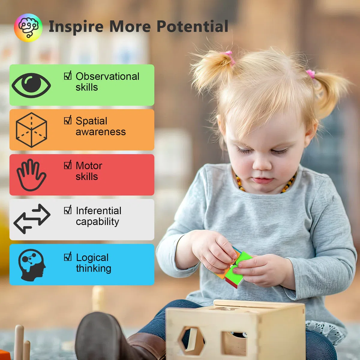 Vdealen Cubo Magico 2x2 3x3 4x4 Piramide Megaminx Snake Rainbow Ball Magic Cube, Lisci Speed Cube Puzzle Cubo di Velocità, Regalo per Bambini Adolescenti Adulti(7 Pacchetto)