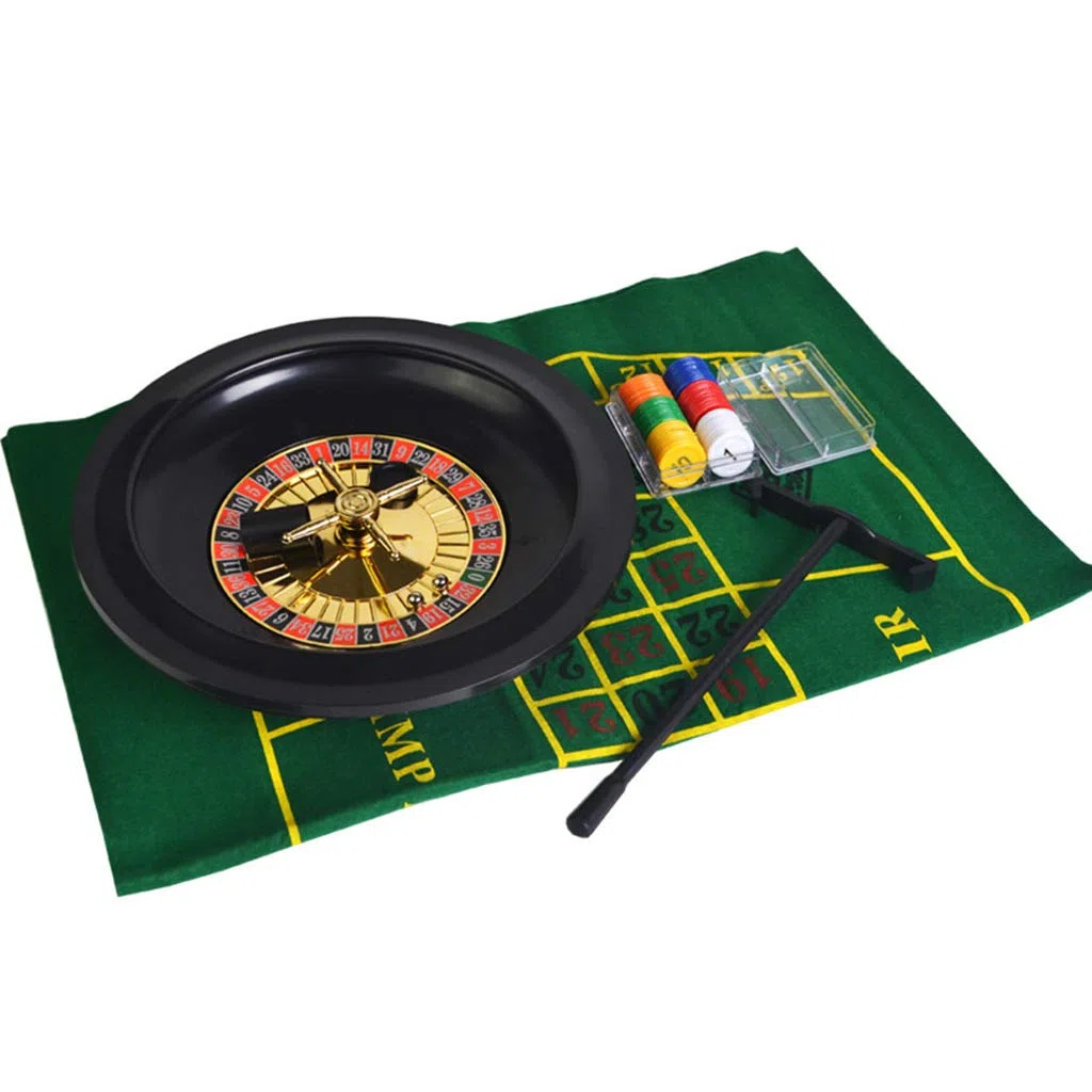 Roulette da Casinò 25,4 cm Set di Gioco con Tovaglia, Chips, Rastrllo, Palle d'Acciaio, Per KTV Party Game, Età 120 Mesi+