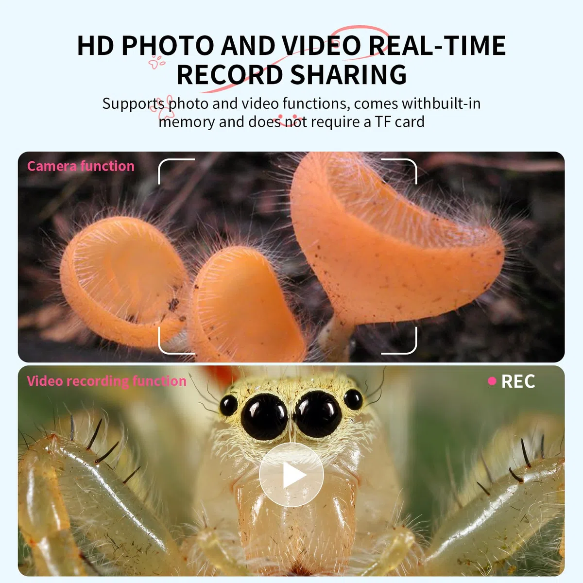 Microscopio per bambini 200X- 2 Pollici Microscopio Portatile con 8 LED Regolabili, MicroscopioDigitale Supporta la Registrazione di Foto e Video, Regalo di Natale per Bambini dai 3-12 Anni (Nero)