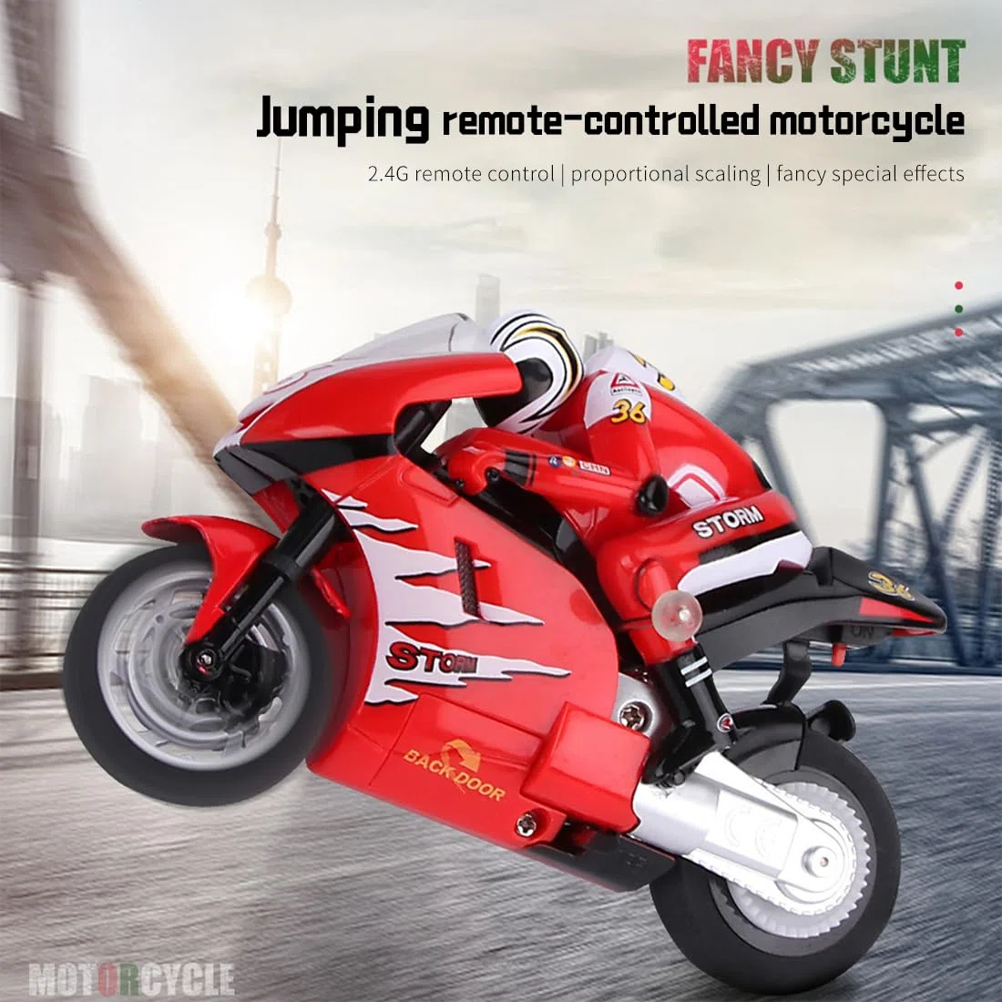Moto radiocomandata, 8012, con giroscopio e acrobazia, 2,4 G, ad alta velocità, con portata di 30 m, sterzo proporzionale, pneumatici in gomma per tutti i terreni, verde