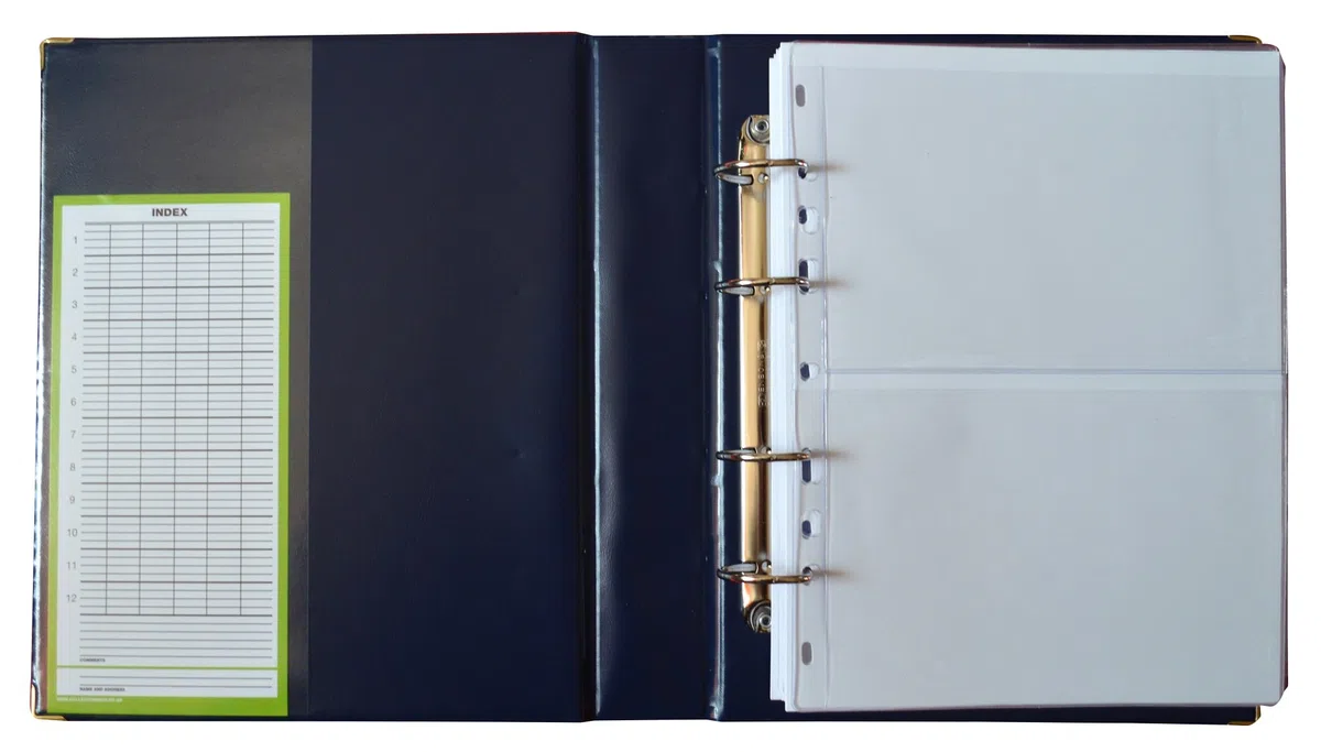 Banconote, Album Cartella, Libro per Banconote, con 15 Pagine E 15 DIVISORI – Alta capacità Blu