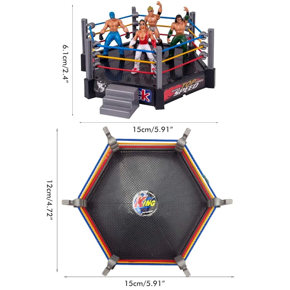 KIMISS Autentico Set di Anelli di Wrestling - Giocattoli Divertenti da Combattimento con Corde Ble per, Wrestler Warrior Action Figures, età 3-14 (GREY)