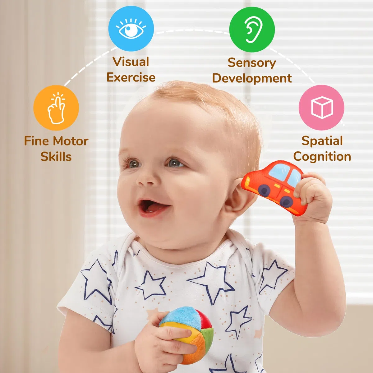 JoyCat Giochi Neonato 6-12 Mesi - Scatola Morbida misteriosa con 10 Pezzi di Giocattoli Sensoriali, Sonaglio, Specchio, Giochi Montessori Sensoriale per Bambini Regalo Bimbo Bimba