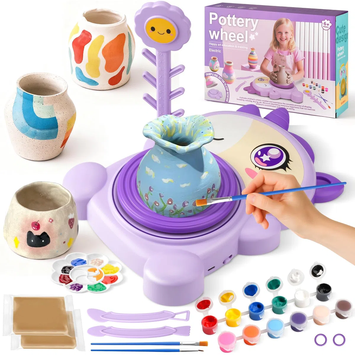 Tornio per Ceramica per Bambini-Kit Completo per Pittura e Laboratorio Artistico con 2 Impasti d'Argilla Autoindurente-Giocattolo Creativo per Ragazze e Ragazzi 6-14 Anni-Regalo Natale e Compleanno