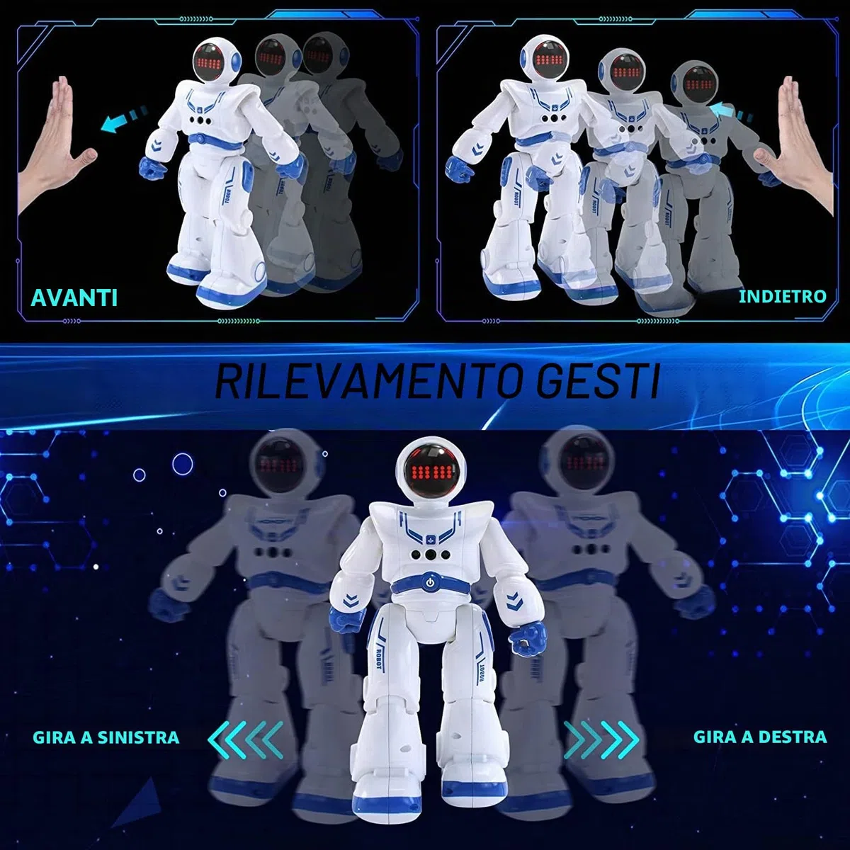 Robot Giocattolo per Bambini 4 5 6 7 8 9 Anni Robot Intelligente Telecomandati Gesture Sensing RC Roboter Giocattoli con Cantando/Balla,Perfet Regalo Giocattoli di Compleanno di Natale per Bambini