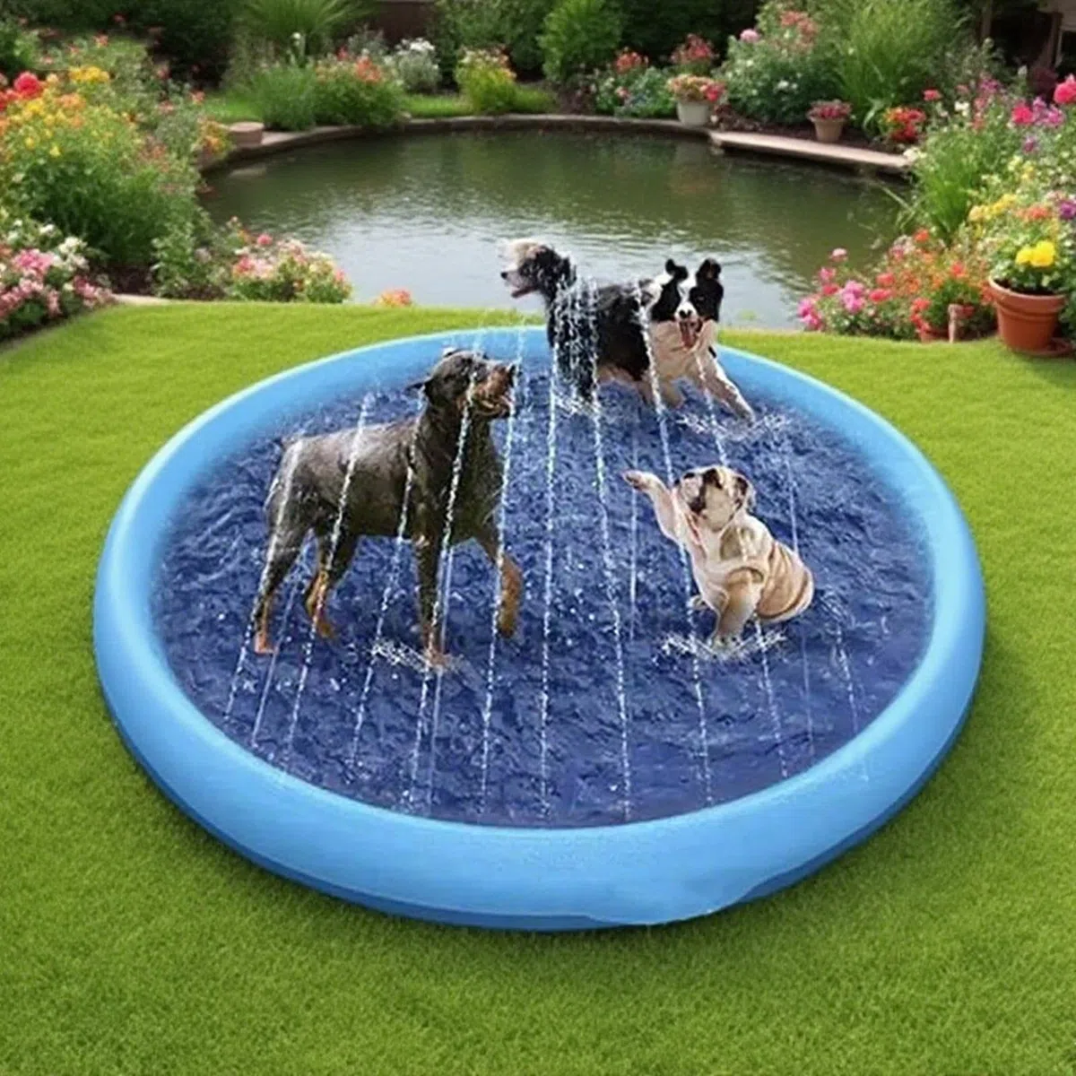 Splash Pad Da Cani | Spruzzatore da Giardino Impermeabile - Piscina con Spruzzatore da Esterno - Per Bambini Maschi, Prescolari, Famiglie, Cortile, Asilo, Campeggio, Spiaggia, Patio, Giardino,